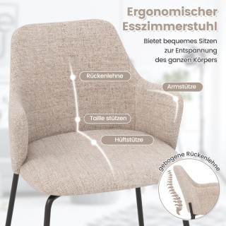 Costway  Εργονομική Καρέκλα Τραπεζαρίας με Άνετη Πλάτη και Μεταλλικ...