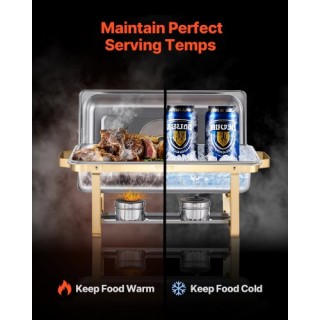 VEVOR Σετ 4 Ορθογώνιων Δίσκων Μπουφέ Ανοξείδωτο Ατσάλι ZFXBXGBLSTGK...