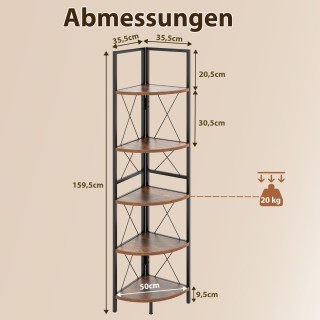 Costway Πολυλειτουργική Γωνιακή Ραφιέρα 5 Επιπέδων με Μεταλλικό Πλα... Costway Πολυλειτουργική Γωνιακή Ραφιέρα 5 Επιπέδων με Μεταλλικό Πλα...