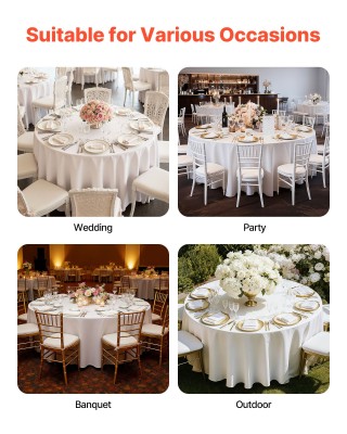 VEVOR Λευκά Στρογγυλά Τραπεζομάντηλα 6 Τεμαχίων, 132 Εκ., Ανθεκτικά... VEVOR Λευκά Στρογγυλά Τραπεζομάντηλα 6 Τεμαχίων, 132 Εκ., Ανθεκτικά...