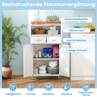 Costway Λευκός Πολυχρηστικός Ντουλάπι με Διπλή Πόρτα και Συρτάρια J...