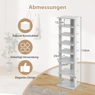 Costway  Ξύλινη Παπουτσοθήκη 28,5 x 25,5 x 110 cm με 8 Στάδια Ρύθμι...
