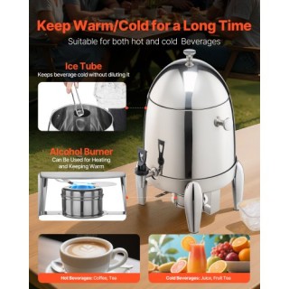 VEVOR Διανομέας Ποτών Ανοξείδωτος Χάλυβας 12L για Ζεστά & Κρύα Ροφή...