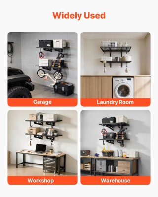 VEVOR Διπλή Μεταλλική Ραφιέρα Τοίχου Γκαράζ, 610 x 914 mm, 227 kg Σ...