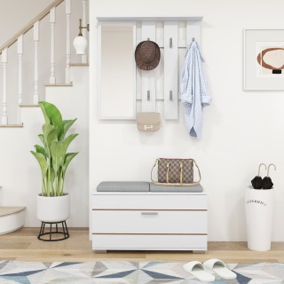 Σετ επίπλων εισόδου HOMCOM με κρεμάστρα, καθρέφτη, πάγκο με μαξιλάρ...