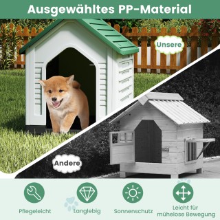 Costway Πλαστικό Σπιτάκι Σκύλου με Μεταλλική Πόρτα και Αεραγωγούς Π...