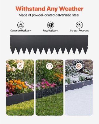 VEVOR Σετ 6 Μεταλλικών Γαλβανισμένων Διακοσμητικών Ορίων Κήπου (101...