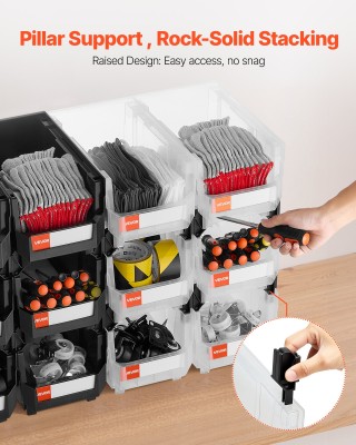 VEVOR Σετ από 12 Πλαστικές Στοιβαζόμενες Αποθηκευτικές Θήκες, Μέγεθ...