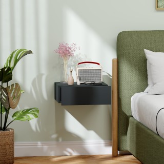 HOMCOM  Μοντέρνο Επιτοίχιο Κομοδίνο με Συρτάρι, από Ξύλο, 40x30x15 ...