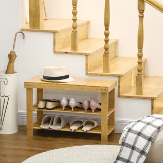 HOMCOM Πάγκος Παπουτσοθήκη Χαμηλή από Μπαμπού με 2 Ράφια με Σχισμές... HOMCOM Πάγκος Παπουτσοθήκη Χαμηλή από Μπαμπού με 2 Ράφια με Σχισμές...