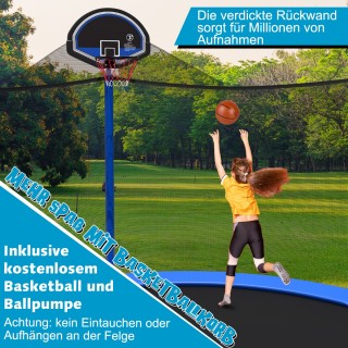 Costway  Εξωτερικό Τραμπολίνο Κήπου Διαμέτρου 366 εκ - Μαύρο & Μπλε...