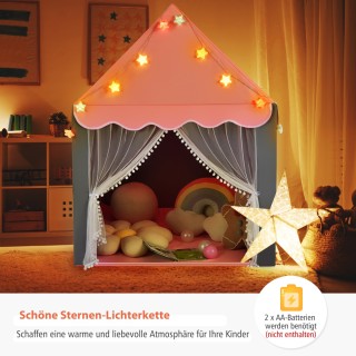 Costway Παιδική Σκηνή Παιχνιδιού με Αστέρια 105 x 121 x 136 cm Ροζ ...