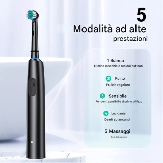 BAKAJI Περιστρεφόμενη Ηλεκτρική Οδοντόβουρτσα με 4 Ανταλλακτικές Κε...