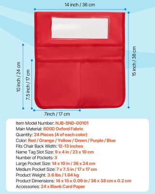 Θήκες Καρέκλας Τάξης – Σετ 24 Τεμαχίων με Θήκες & Θέση Ονόματος - Π...