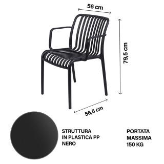 Galileo Καρέκλα με μπράτσα από πλαστικό PP 56x56,5x79,5 cm σχέδιο ρ...