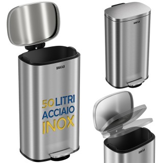 BAKAJI Κάδος Απορριμμάτων 42.5 x 37 x 65 εκ. με Πεντάλ 50L από Ανοξ... BAKAJI Κάδος Απορριμμάτων 42.5 x 37 x 65 εκ. με Πεντάλ 50L από Ανοξ...