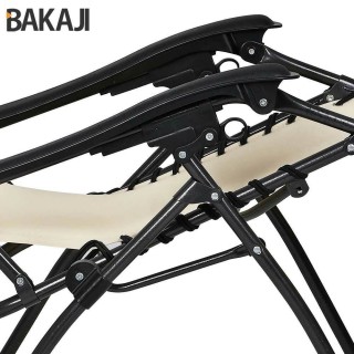 BAKAJI  Καρέκλα Κήπου Πολυθρόνα Χαλάρωσης Πτυσσόμενη Μηδενικής Βαρύ...