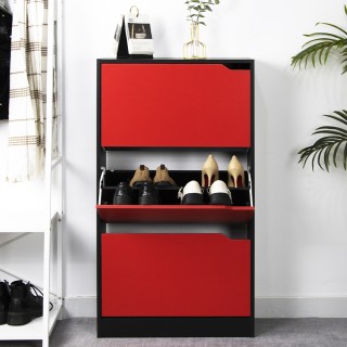 BAKAJI Ντουλάπα παπουτσιών 3 φύλλων με ράφια διπλού βάθους κόκκινη... BAKAJI Ντουλάπα παπουτσιών 3 φύλλων με ράφια διπλού βάθους κόκκινη...
