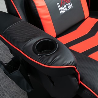 HOMCOM Καρέκλα Gaming με Μασάζ και Υποπόδιο, με Μαξιλάρι, από Συνθε...
