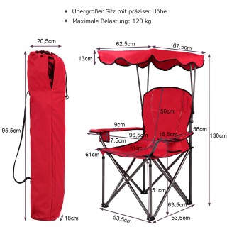 Costway Πτυσσόμενη Καρέκλα Camping με Σκίαστρο και Ποτηροθήκες OP3... Costway Πτυσσόμενη Καρέκλα Camping με Σκίαστρο και Ποτηροθήκες OP3...