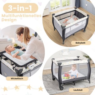 Costway Πολυλειτουργικό Παιδικό Κρεβάτι Ταξιδιού 3-σε-1 με Αλλαξιέ... Costway Πολυλειτουργικό Παιδικό Κρεβάτι Ταξιδιού 3-σε-1 με Αλλαξιέ...