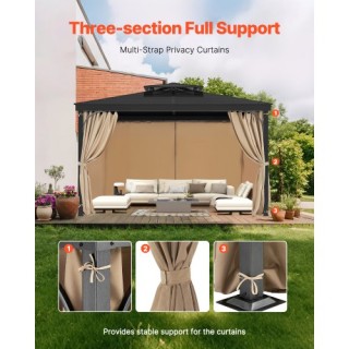 VEVOR Αδιάβροχες Κουρτίνες Κιόσκι 13 x 10 x 7 Χακί SMLTCL13FT10ZORWIV0