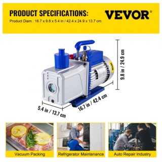 VEVOR Διπλής Σκηνής Αντλία Κενού 10CFM, 1HP για Ψύξη & Αυτοκίνητα (... VEVOR Διπλής Σκηνής Αντλία Κενού 10CFM, 1HP για Ψύξη & Αυτοκίνητα (...