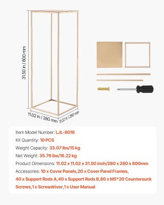 VEVOR Χρυσά Σταντ Λουλουδιών 80cm (10 τεμ) για Γάμους & Εκδηλώσεις ... VEVOR Χρυσά Σταντ Λουλουδιών 80cm (10 τεμ) για Γάμους & Εκδηλώσεις ...