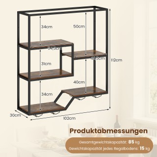 Costway Επιτοίχια Κάβα Κρασιού με Ράφια για Μπουκάλια & Ποτήρια, 6 ...