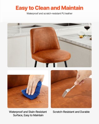 VEVOR Διπλό Σετ Σκαμπό Μπαρ (69cm) με Καφέ PU Δέρμα και Μεταλλικά Π... VEVOR Διπλό Σετ Σκαμπό Μπαρ (69cm) με Καφέ PU Δέρμα και Μεταλλικά Π...