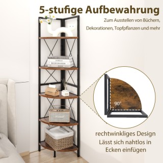 Costway Πολυλειτουργική Γωνιακή Ραφιέρα 5 Επιπέδων με Μεταλλικό Πλα... Costway Πολυλειτουργική Γωνιακή Ραφιέρα 5 Επιπέδων με Μεταλλικό Πλα...