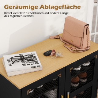 Costway Μοντέρνα Ξύλινη Παπουτσοθήκη με Πόρτες & Μεταλλικά Πόδια & ...