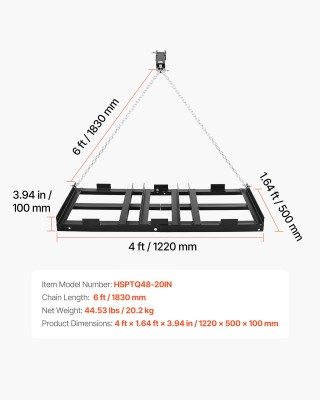VEVOR Ρυμούλκηση Δισκόσκαπης 122 x 50 cm, Ρυθμιζόμενου Πλάτους & Φο...