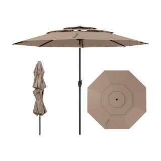 Costway Αντιανεμική Ομπρέλα Κήπου 3 Επιπέδων με Μανιβέλα Καφέ NP123... Costway Αντιανεμική Ομπρέλα Κήπου 3 Επιπέδων με Μανιβέλα Καφέ NP123...