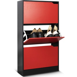 BAKAJI Ντουλάπα παπουτσιών 3 φύλλων με ράφια διπλού βάθους κόκκινη... BAKAJI Ντουλάπα παπουτσιών 3 φύλλων με ράφια διπλού βάθους κόκκινη...