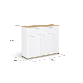 Μπουφές Marius με 3 Πόρτες & 1 Συρτάρι 100 x 34 x 80 cm - Λευκό & Ξ... Μπουφές Marius με 3 Πόρτες & 1 Συρτάρι 100 x 34 x 80 cm - Λευκό & Ξ...