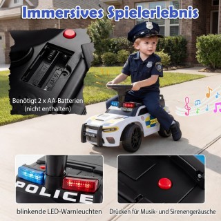 Costway Αστυνομικό Αυτοκινητάκι για Μικρά Παιδιά με Φώτα που Αναβοσ...