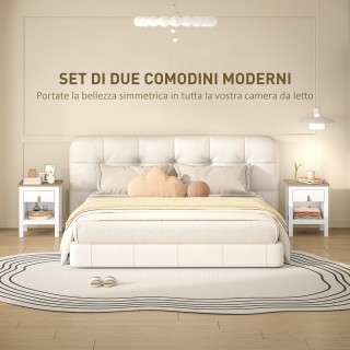 HOMCOM Διπλό Σετ Κομοδίνων με Συρτάρι και Ανοιχτό Ράφι, 45x40x55 cm...