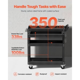 VEVOR Κινητό Εργαλειοφόρο 4 Επιπέδων με Συρτάρι & Πίνακα Οργάνωσης ...