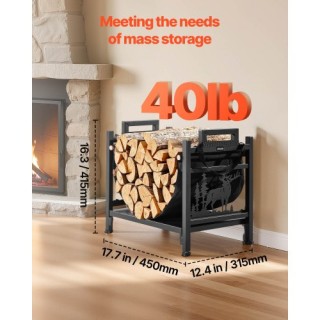 VEVOR Ράφι Καυσόξυλων Εσωτερικού Χώρου με Καμπύλη και Καμβά, 18kg, ...