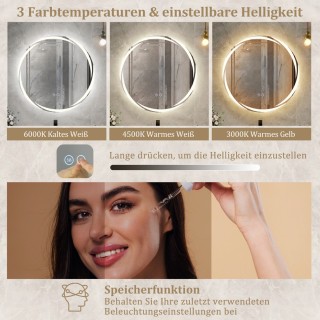 Costway Καθρέφτης μπάνιου LED με φωτισμό 60 x 60 εκ., αντιθαμβωτικ... Costway Καθρέφτης μπάνιου LED με φωτισμό 60 x 60 εκ., αντιθαμβωτικ...