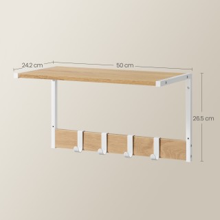 VASAGLE Διπλής Όψης Ράφια Τοίχου με Αποσπώμενους Γάντζους, Χρώμα Δρ...