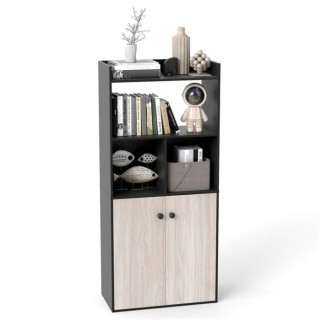 Costway Βιβλιοθήκη με Διπλή Πόρτα και 3 Επίπεδα Ανοιχτών Ραφιών 140...