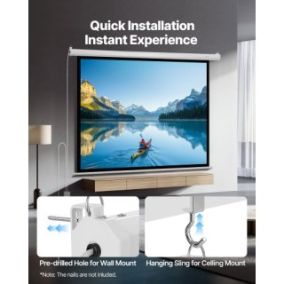 VEVOR Ηλεκτρική Οθόνη Προβολής 1829 mm 4:3 με Τηλεχειριστήριο για Ο...