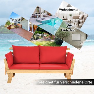 Costway Ξύλινος Καναπές-Κρεβάτι 198 x 75 x 75 cm Εξωτερικού Χώρου α...