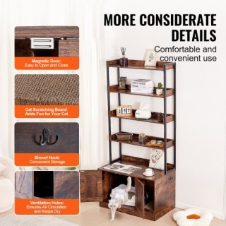 Κρυφή Ξύλινη Λεκάνη Γάτας VEVOR με 4 Ράφια DHWCBBSNJSMSEYD6AV0 Κρυφή Ξύλινη Λεκάνη Γάτας VEVOR με 4 Ράφια DHWCBBSNJSMSEYD6AV0