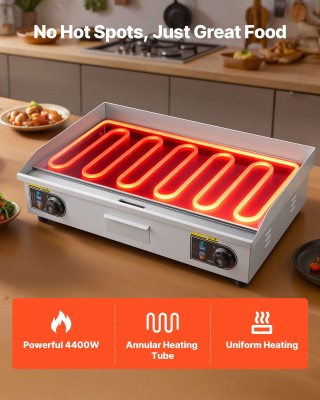 VEVOR Ηλεκτρική Επαγγελματική Πλάκα Ψησίματος (725 x 400 mm, 4400W,...