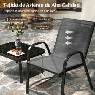 Costway 4-τεμάχιο Σετ Μεταλλικών Καθισμάτων Πάτιο με Επένδυση Υφάσμ...