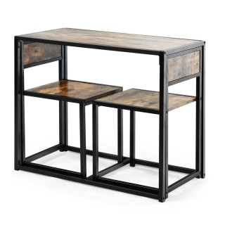 Σετ Μεταλλικό Ορθογώνιο Τραπέζι Τραπεζαρίας 90 x 47 x 76 cm με 2 Κα...