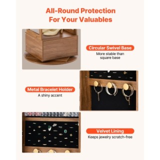 VEVOR Ελεύθερη Περιστρεφόμενη Ντουλάπα Κοσμημάτων 360°, Ύψος 1655 m...